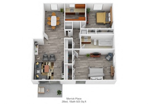 Merrick Place 2Bed 1Bath 925 Sq ft-01 at Merrick Place, Lexington, Kentucky